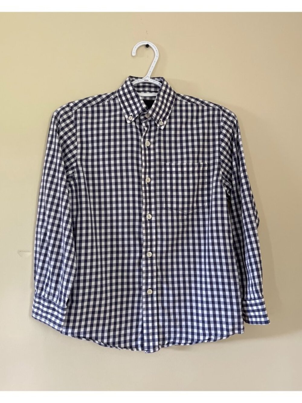 Jack Thomas Boys Small Checkered Blue White Long Sleeve Button Down Shirt